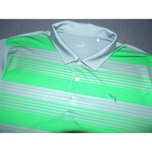 PUMA Dry Cell Short Sleeved Stretch Striped Polo Golf Shirt Men's Large